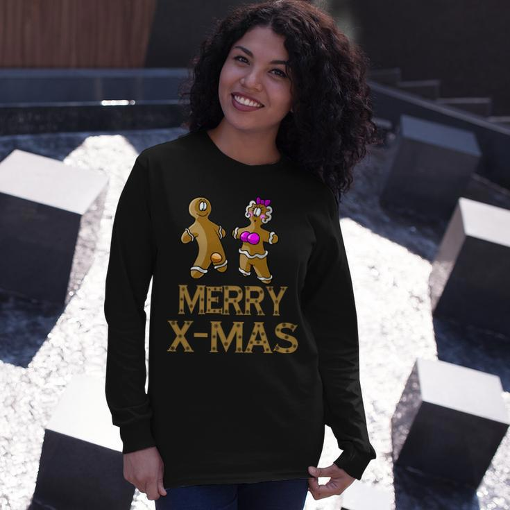Merry X-Mas Gingerbread Couple Tshirt Long Sleeve T-Shirt Gifts for Her