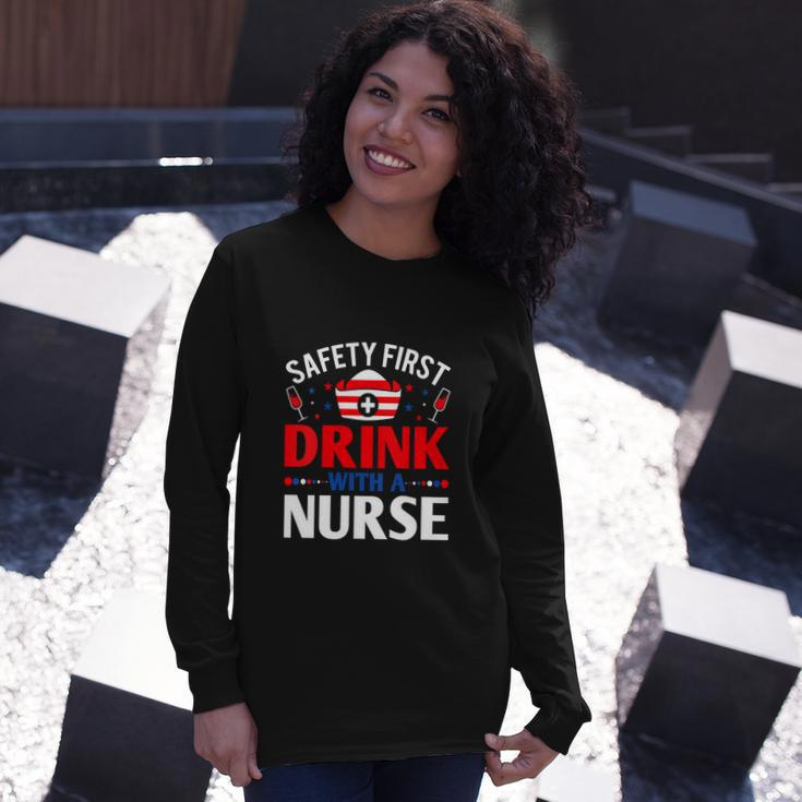 Nurse Wine 4Th Of July Long Sleeve T-Shirt Gifts for Her