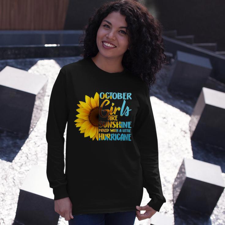 October Girls Sunflower Tshirt Long Sleeve T-Shirt Gifts for Her