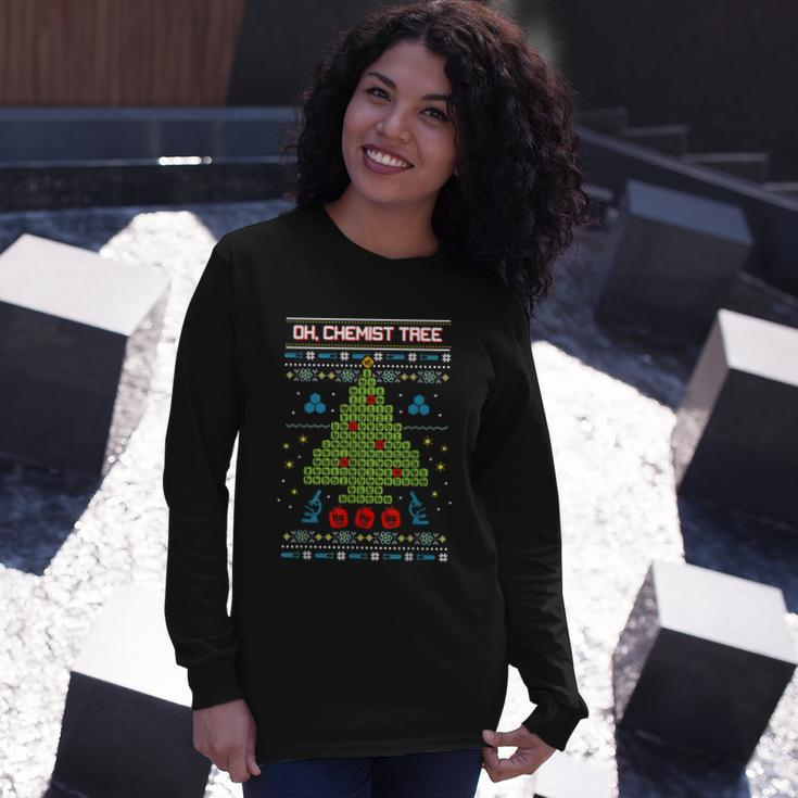 Oh Chemist Tree Chemistry Tree Christmas Science Long Sleeve T-Shirt Gifts for Her