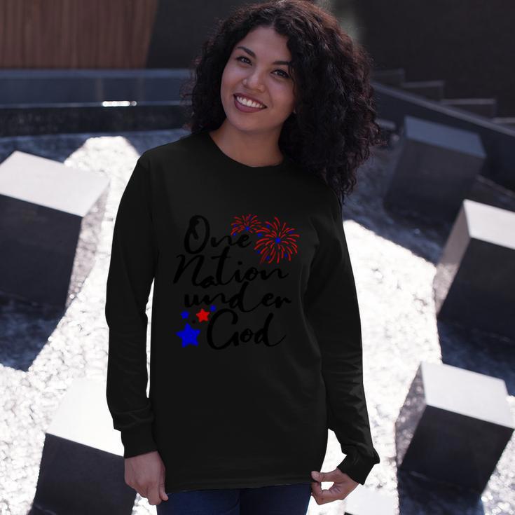 One Nation Under God Firework 4Th Of July Long Sleeve T-Shirt Gifts for Her