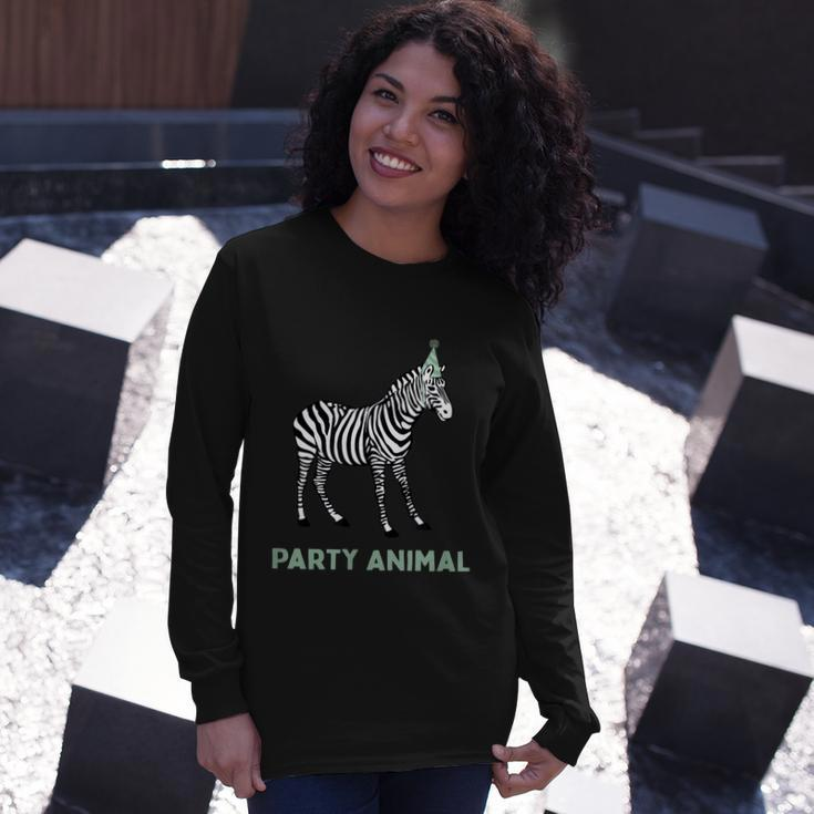 Party Animal Zebra Birthday Zebra Animal Birthday Long Sleeve T-Shirt Gifts for Her