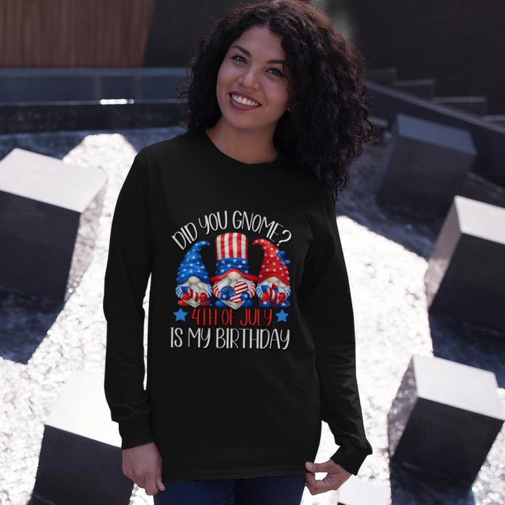 Patriotic Gnome In American Flag Outfit 4Th Of July Birthday Long Sleeve T-Shirt Gifts for Her