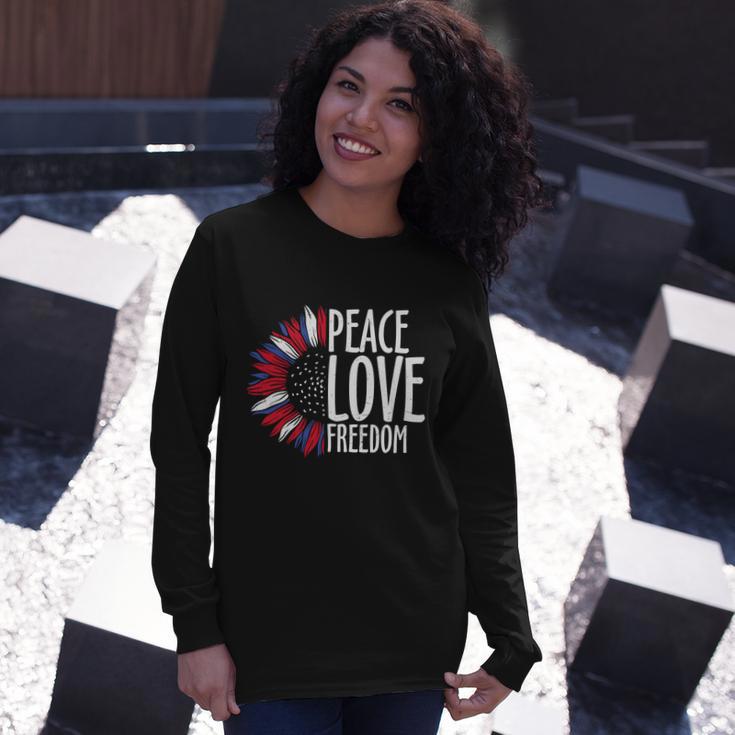 Peace Love Freedom For 4Th Of July Plus Size Shirt For Men Women Long Sleeve T-Shirt Gifts for Her