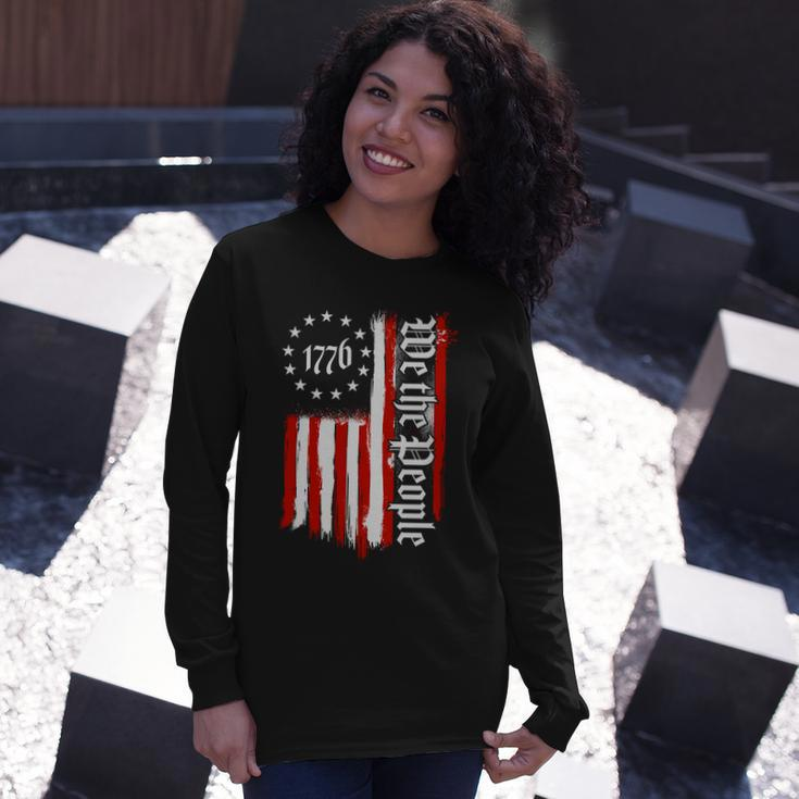 We The People 1776 Distressed Usa American Flag Tshirt Long Sleeve T-Shirt Gifts for Her