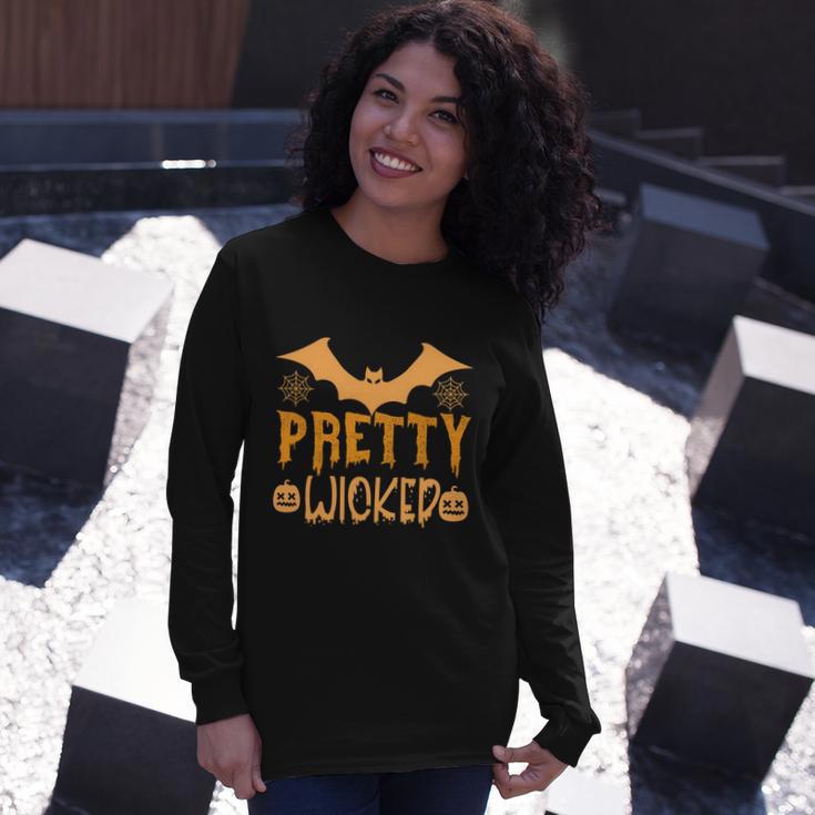 Pretty Wicked Halloween Quote Long Sleeve T-Shirt Gifts for Her