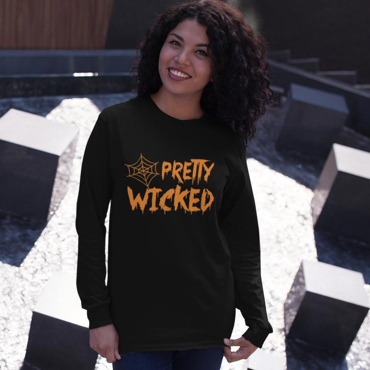 Pretty Wicked Halloween Quote V2 Long Sleeve T-Shirt Gifts for Her