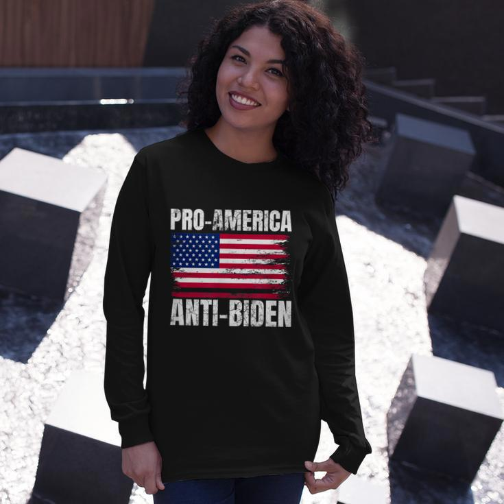Pro America Anti Joe Biden Usa Flag Political Patriot Long Sleeve T-Shirt Gifts for Her