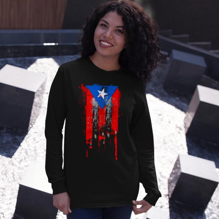 Puerto Rico Flag Drip Long Sleeve T-Shirt Gifts for Her