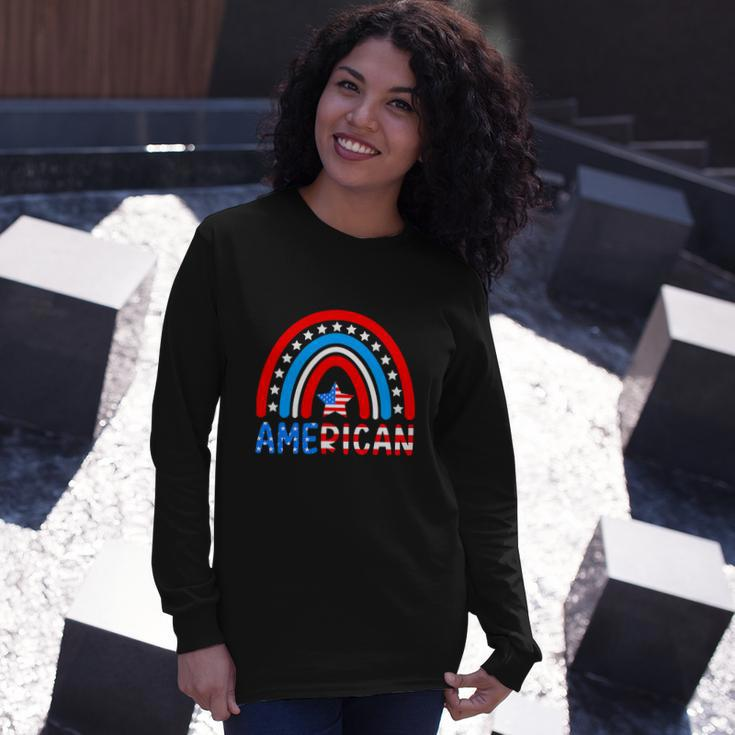 Rainbow American Flag Patriotic For 4Th Of July Long Sleeve T-Shirt Gifts for Her