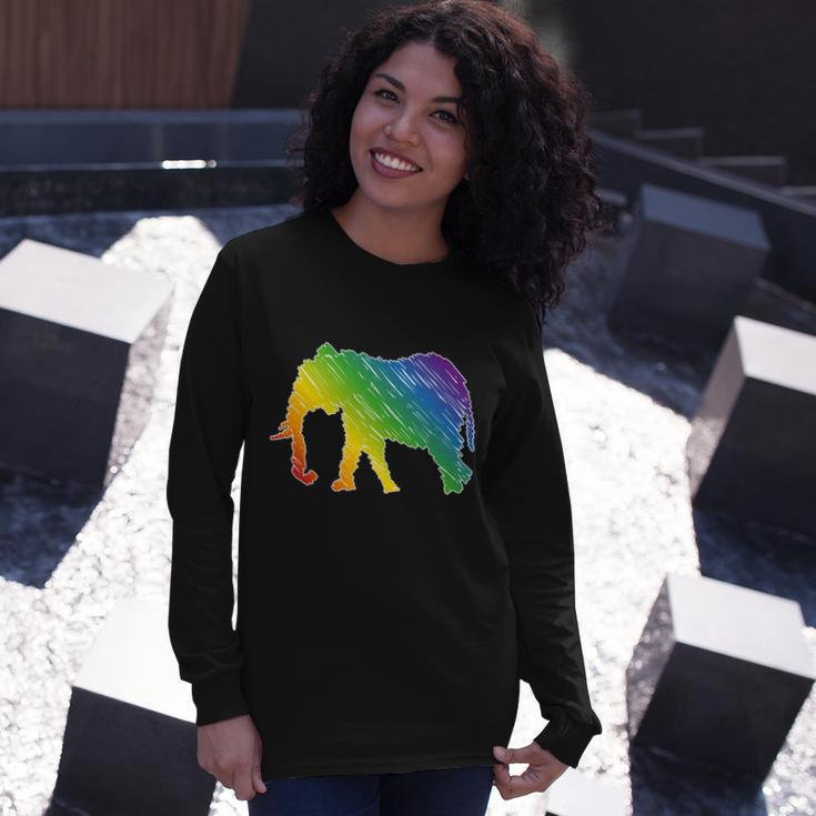 Rainbow Elephant V2 Long Sleeve T-Shirt Gifts for Her