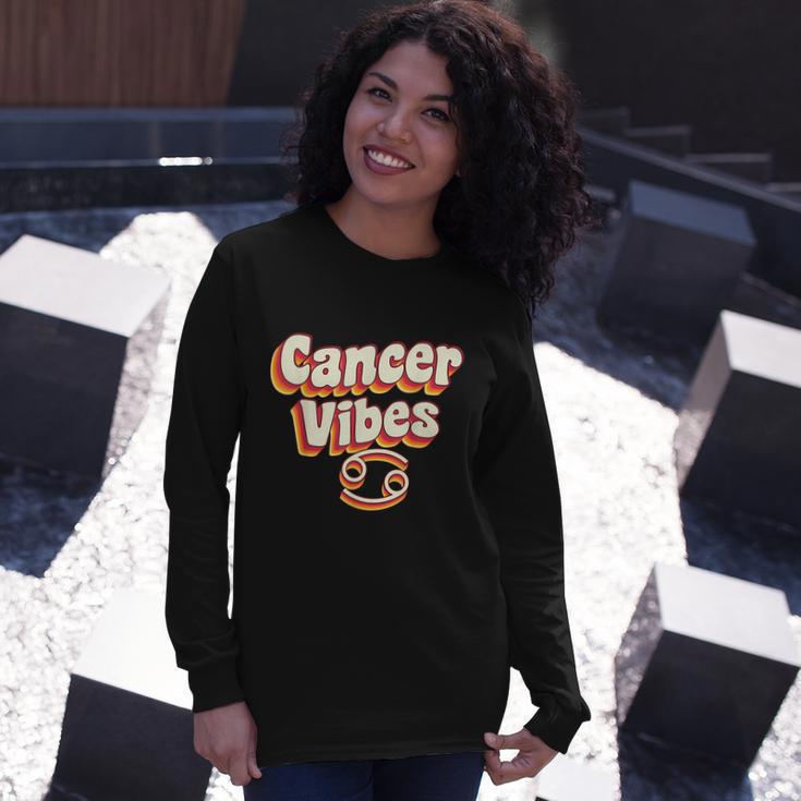 Retro Astrology June & July Birthday Cancer Zodiac Sign Long Sleeve T-Shirt Gifts for Her