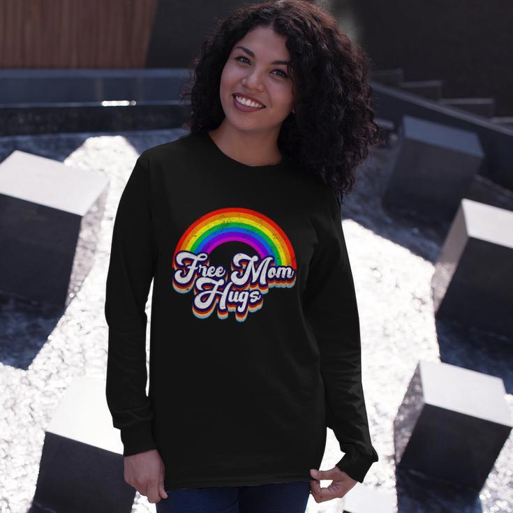 Retro Vintage Free Mom Hugs Rainbow Lgbtq Pride Tshirt V2 Long Sleeve T-Shirt Gifts for Her