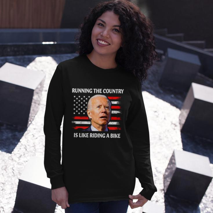 Running The Country Is Like Riding A Bike Joe Biden Long Sleeve T-Shirt Gifts for Her