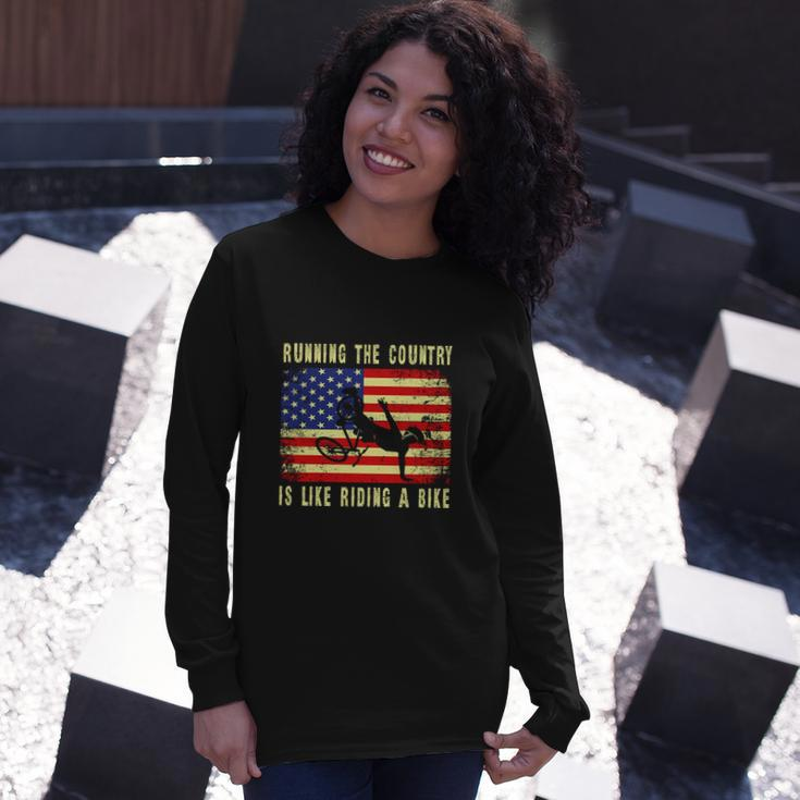 Running The Country Is Like Riding A Bike Joe Biden Meme Long Sleeve T-Shirt Gifts for Her