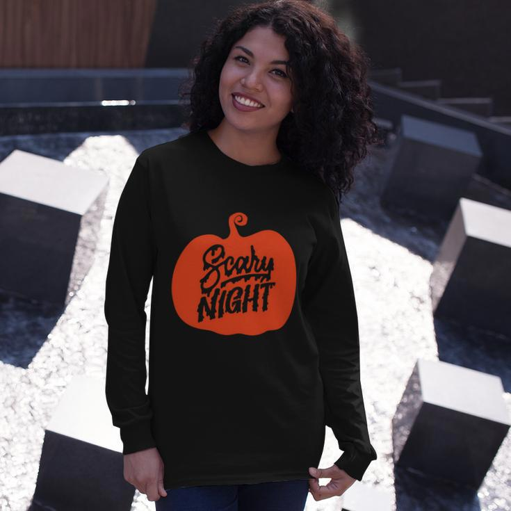 Scary Night Pumpkin Halloween Quote Long Sleeve T-Shirt Gifts for Her