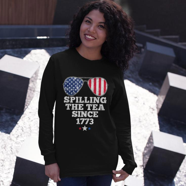 Spilling The Tea Since 1773 4Th Of July American Flag Long Sleeve T-Shirt Gifts for Her