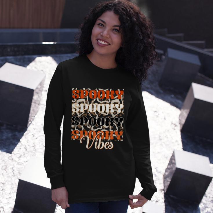 Spooky Spooky Spooky Spooky Vibes Halloween Quote V2 Long Sleeve T-Shirt Gifts for Her