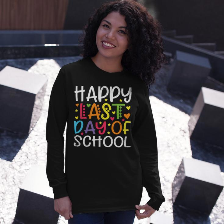Stars Happy Last Day Of School Cute Graduation Teacher Long Sleeve T-Shirt Gifts for Her