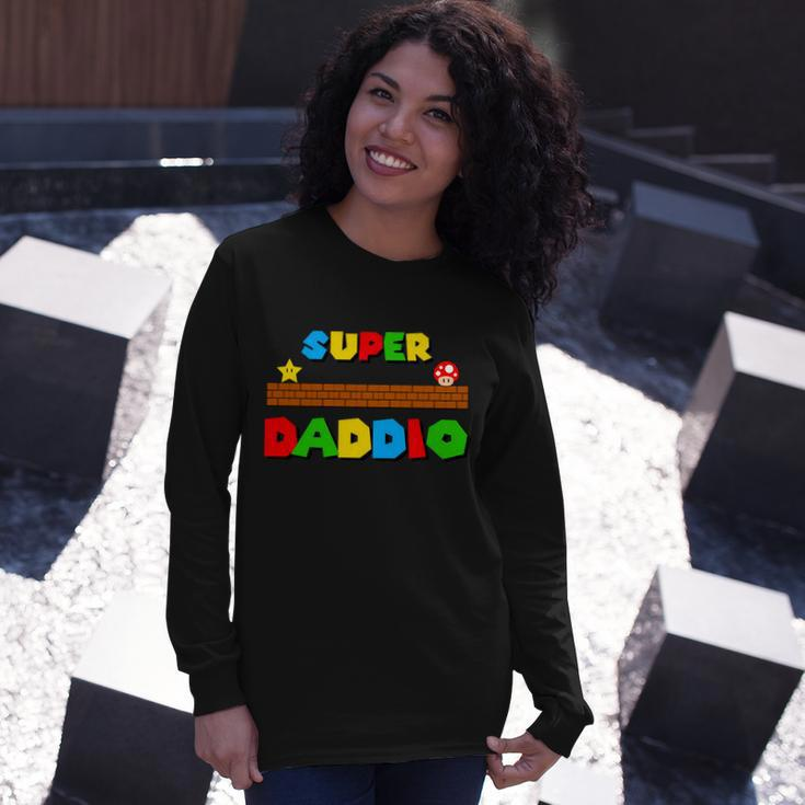 Super Daddio Retro Video Game Tshirt Long Sleeve T-Shirt Gifts for Her