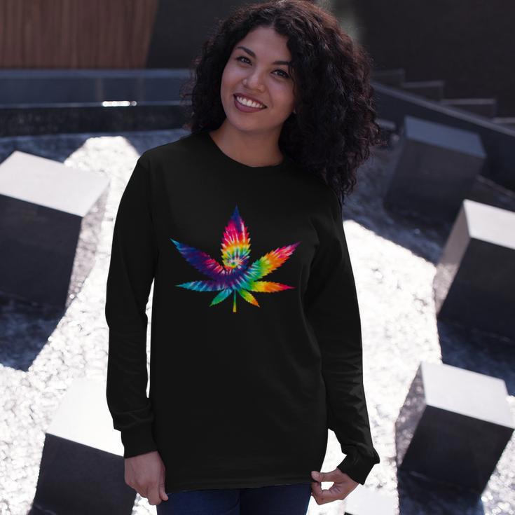 Tie Dye Pot Leaf Long Sleeve T-Shirt Gifts for Her