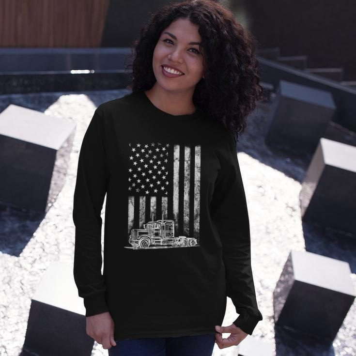 Truck Driver American Flag Trucker Vintage Long Sleeve T-Shirt Gifts for Her