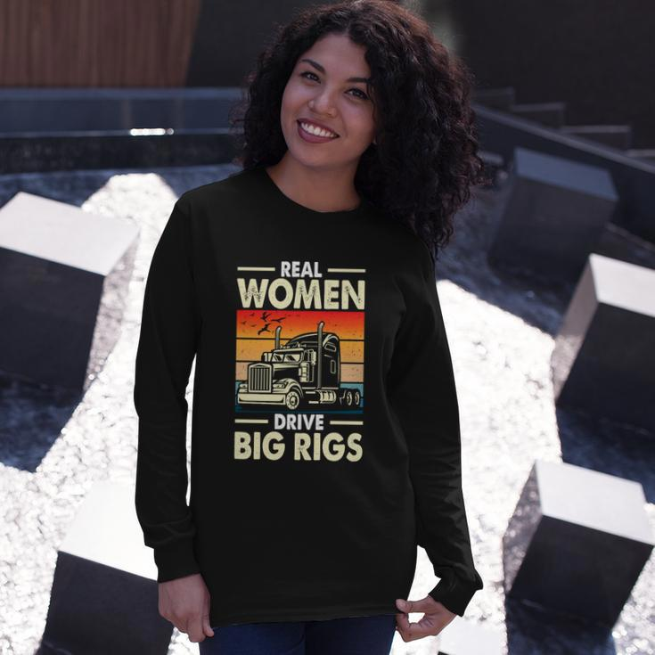 Truck Driver Real Drive Big Rigs Vintage Long Sleeve T-Shirt Gifts for Her