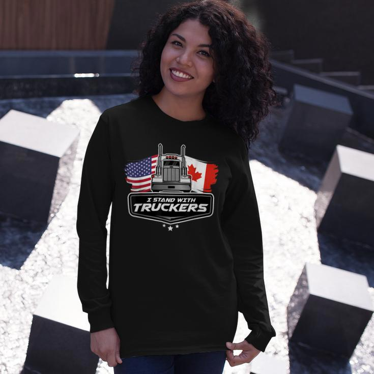 Trucker Trucker Support I Stand With Truckers Freedom Convoy _ V2 Long Sleeve T-Shirt Gifts for Her