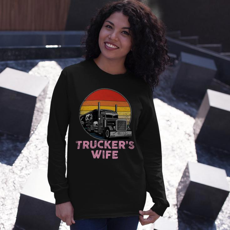 Trucker Truckers Wife Retro Truck Driver Long Sleeve T-Shirt Gifts for Her