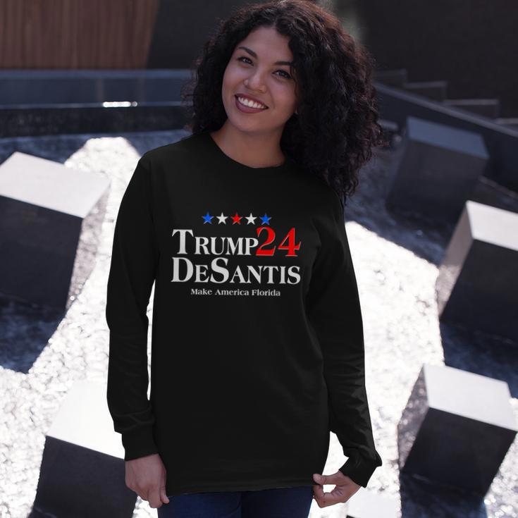 Trump Desantis 2024 Make America Florida Election Logo Long Sleeve T-Shirt Gifts for Her