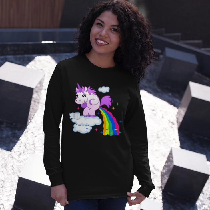Unicorn Pooping A Rainbow Tshirt Long Sleeve T-Shirt Gifts for Her