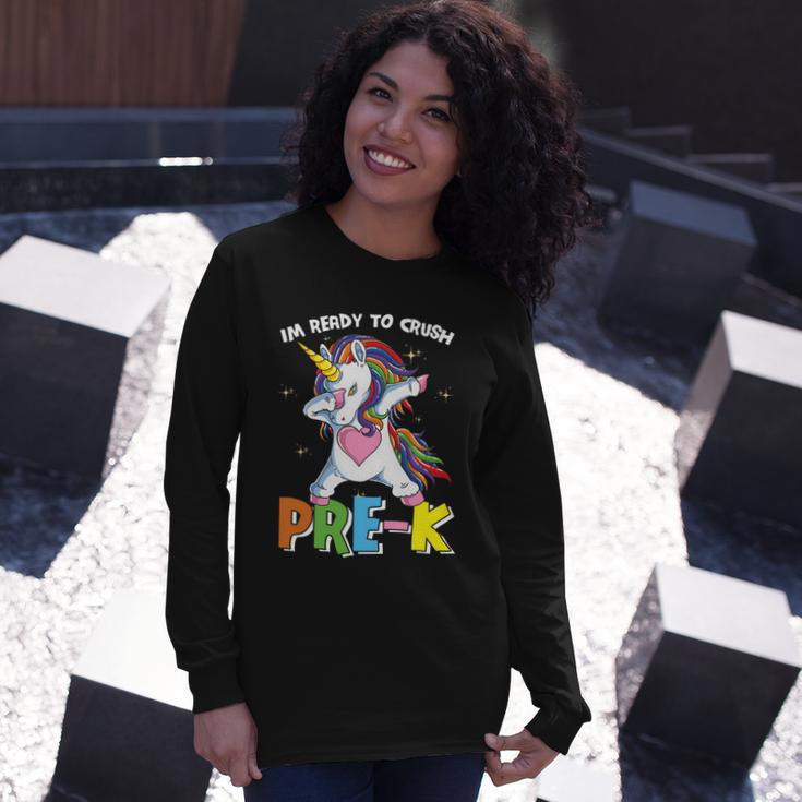 Unicorn Im Ready To Crush Prek Back To School Long Sleeve T-Shirt Gifts for Her