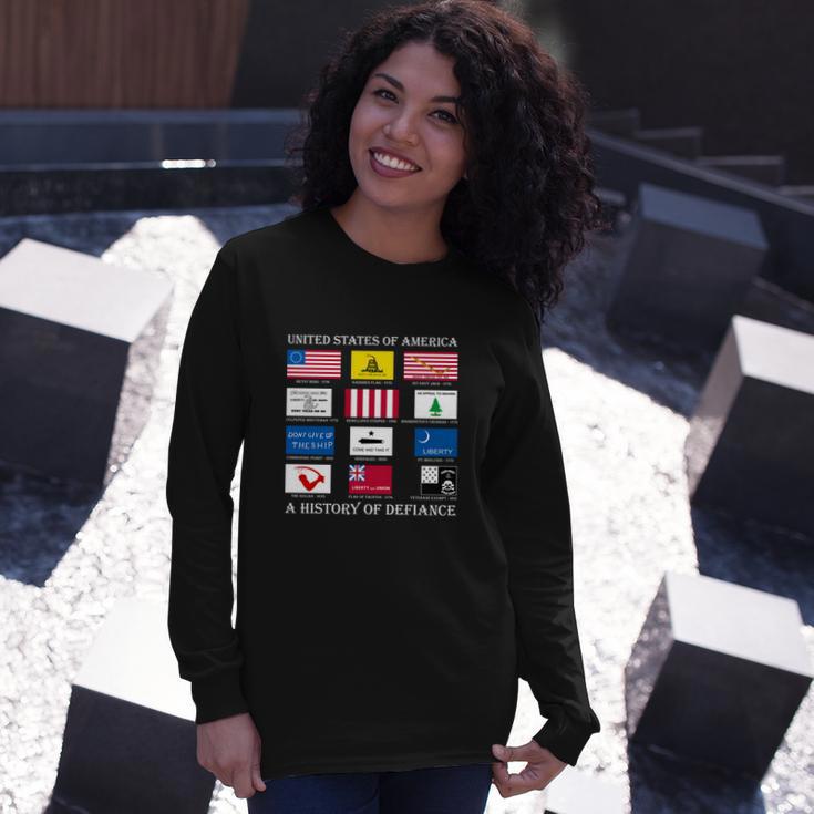 United States Of America History Flags Of Defiance Long Sleeve T-Shirt Gifts for Her