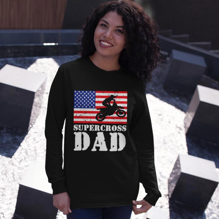 Usa American Distressed Flag Supercross Dad Men For Him Long Sleeve T-Shirt Gifts for Her