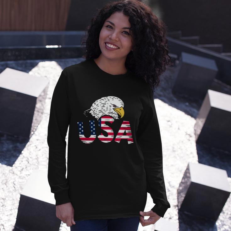 Usa American Flag Eagle For Patriotic Long Sleeve T-Shirt Gifts for Her