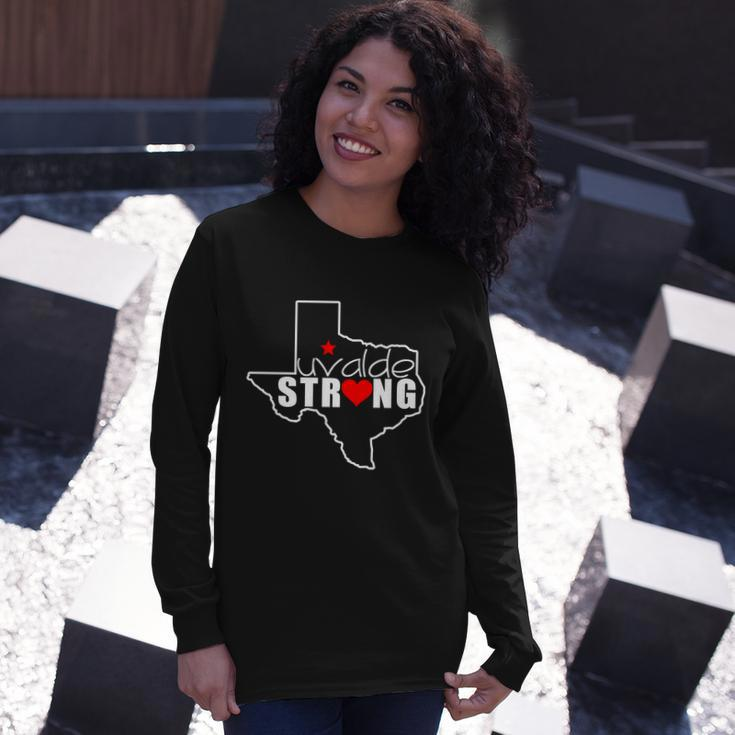 Uvalde Strong Texas Map Heart Long Sleeve T-Shirt Gifts for Her