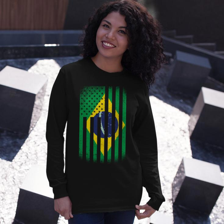 Vintage Flag Of Brazil Tshirt Long Sleeve T-Shirt Gifts for Her