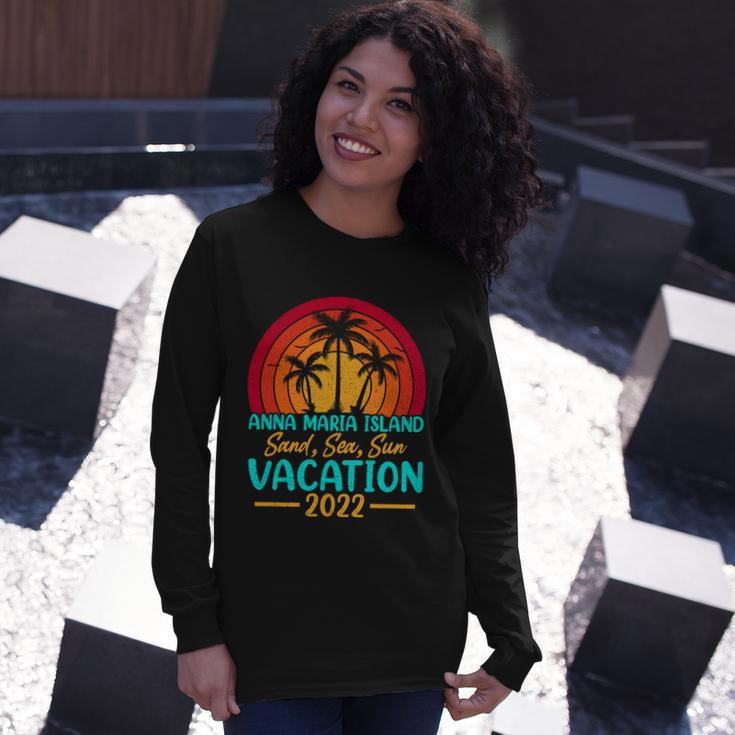 Vintage Sunset Summer Vacation 2022 Anna Maria Island Beach Cool Long Sleeve T-Shirt Gifts for Her