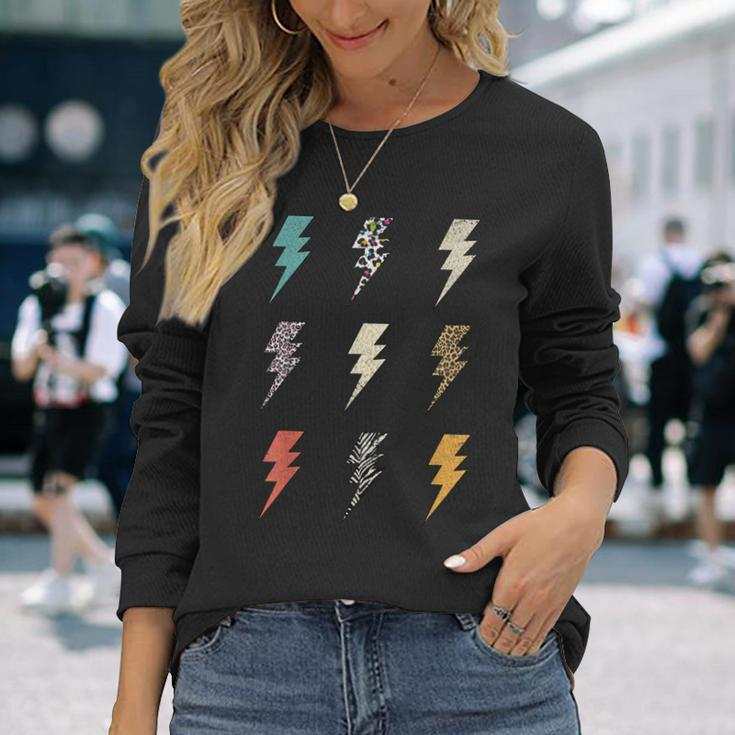 Vintage Thunder Leopard Zebra Animal Print Lightning Bolt Men Women Long Sleeve T-Shirt T-shirt Graphic Print Gifts for Her