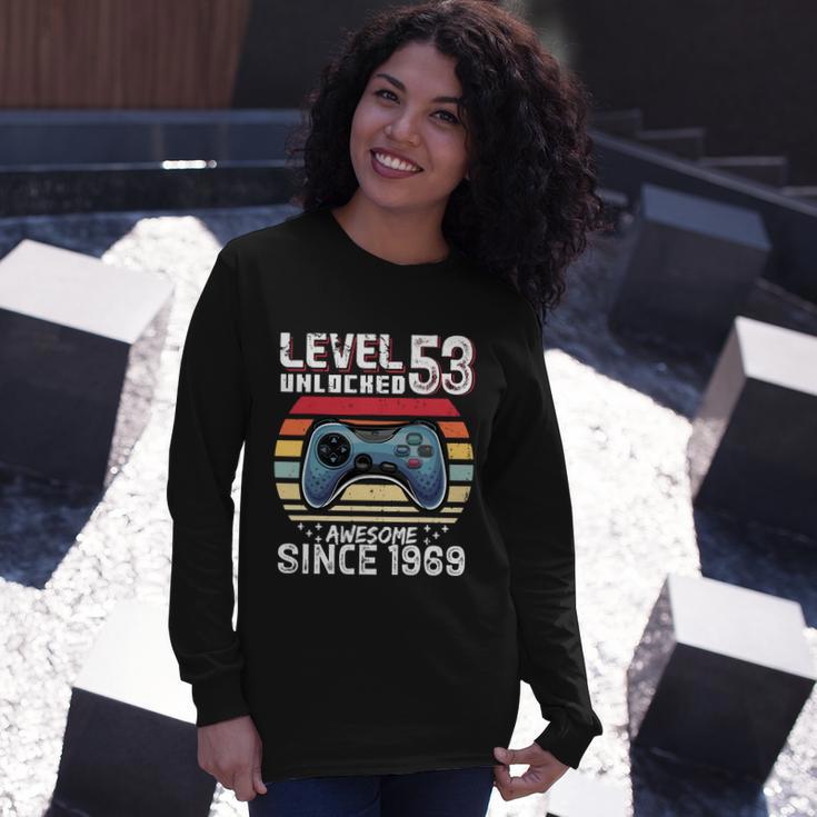 Vintage Video Gamer Birthday Level 53 Unlocked 53Rd Birthday Long Sleeve T-Shirt Gifts for Her