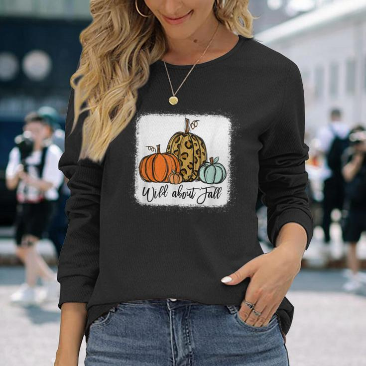 Wild About Fall Leopard Pumpkin Fall Vibes Hello Fall Autumn Men Women Long Sleeve T-Shirt T-shirt Graphic Print Gifts for Her