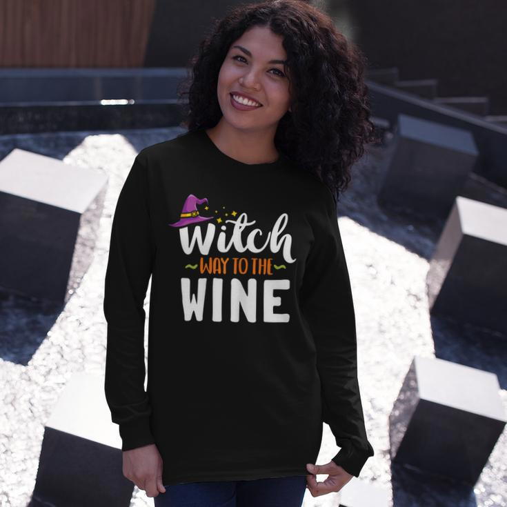 Wine Lover Outfit For Halloween Witch Way To The Wine Long Sleeve T-Shirt Gifts for Her