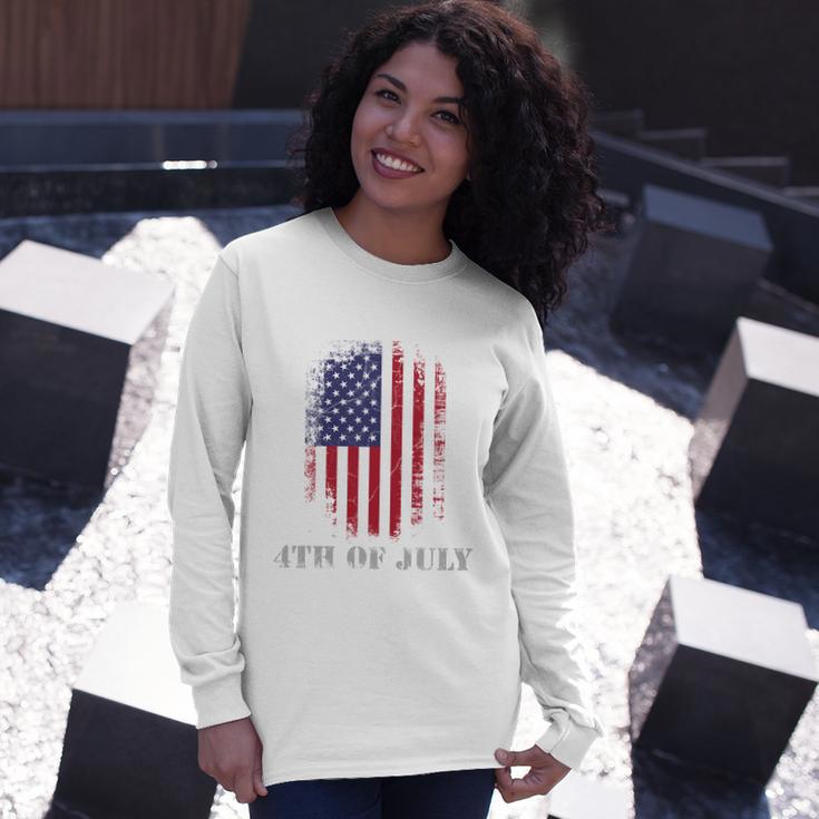 4Th Of July Usa Flag Vintage Distressed Independence Day Great Long Sleeve T-Shirt Gifts for Her