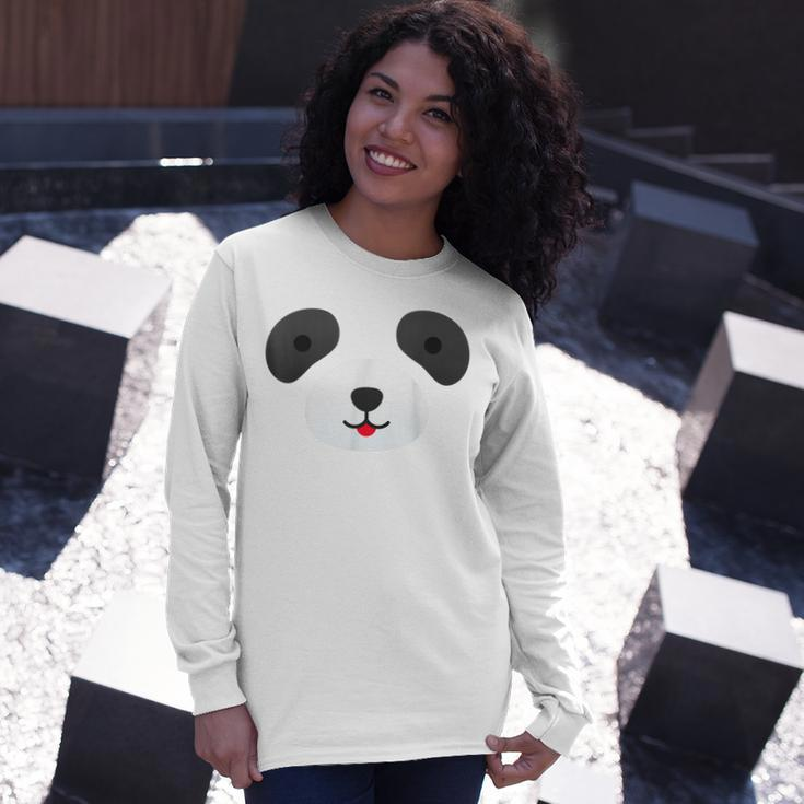 Cute Bear Panda Face Diy Easy Halloween Party Easy Costume Long Sleeve T-Shirt Gifts for Her