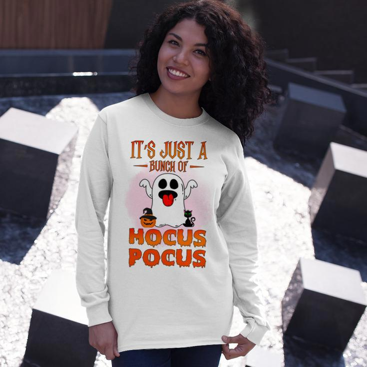 Cute Ghost Boo Its Just A Bunch Of Hocus Pocus Halloween Long Sleeve T-Shirt Gifts for Her