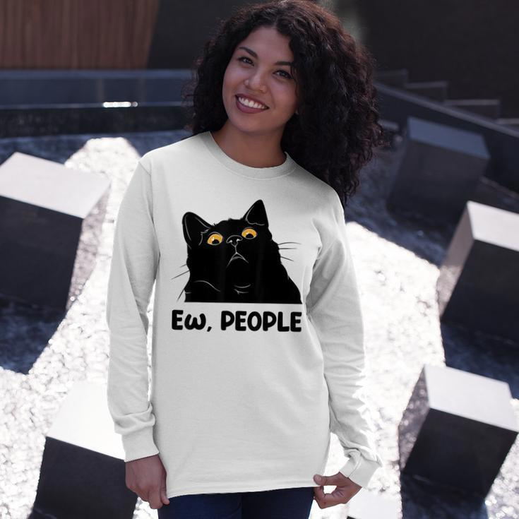 Ew People Black Cat Lover For Women Men Fun Cat Saying V2 Long Sleeve T-Shirt Gifts for Her