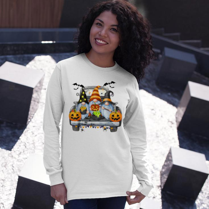 Women Halloween Truck Gnomes Pumpkin Thanksgiving V2 Long Sleeve T-Shirt Gifts for Her