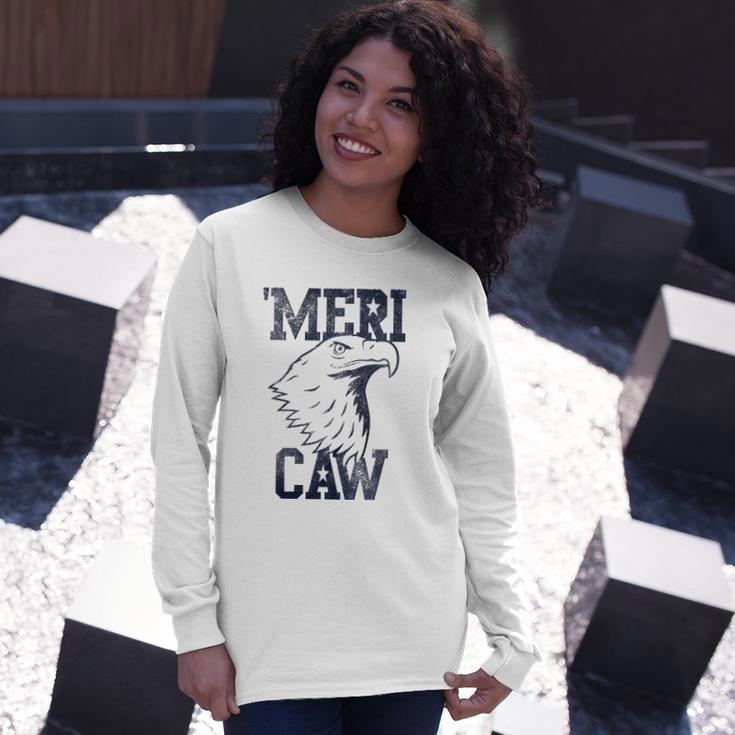 Meri Caw Eagle Head Graphic 4Th Of July Long Sleeve T-Shirt Gifts for Her