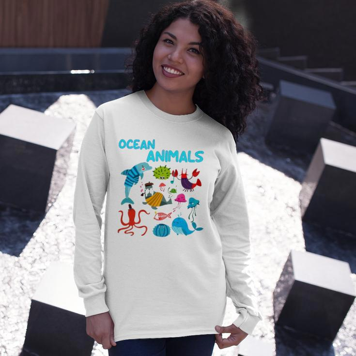 Ocean Animals Marine Creatures Under The Sea Long Sleeve T-Shirt T-Shirt Gifts for Her