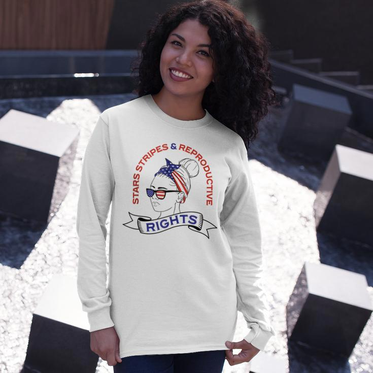 Retro Pro Choice Feminist Stars Stripes Reproductive Rights Long Sleeve T-Shirt Gifts for Her